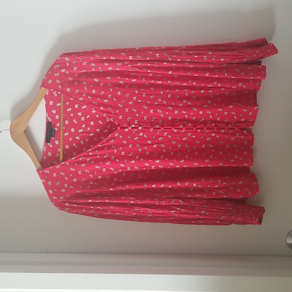 Plus Size Sanctuary Red and Cream Floral Print Blouse